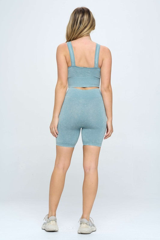 Mineral wash seamless biker shorts set - Matches Boutique