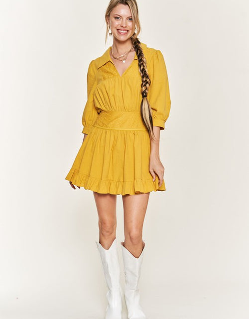 Load image into Gallery viewer, Eyelet detail 3/4 sleeve shortdress PLUS JBJ1091P - Matches Boutique
