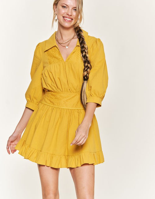 Load image into Gallery viewer, Eyelet detail 3/4 sleeve shortdress PLUS JBJ1091P - Matches Boutique
