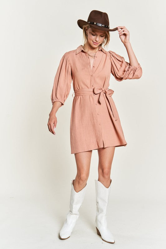 SOLID BUTTON DOWN DRESS  PLUS JBJ1004P - Matches Boutique