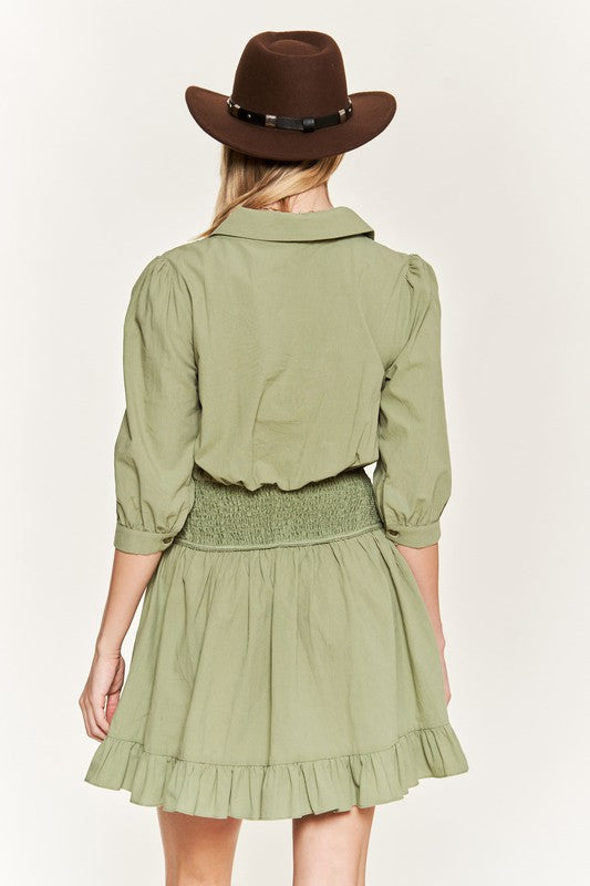 Eyelet detail 3/4 sleeve shortdress PLUS JBJ1091P - Matches Boutique