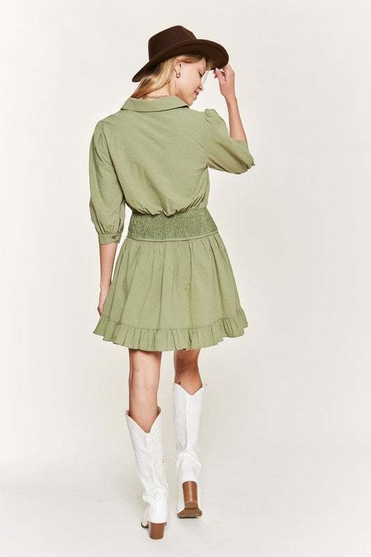 Eyelet detail 3/4 sleeve shortdress PLUS JBJ1091P - Matches Boutique