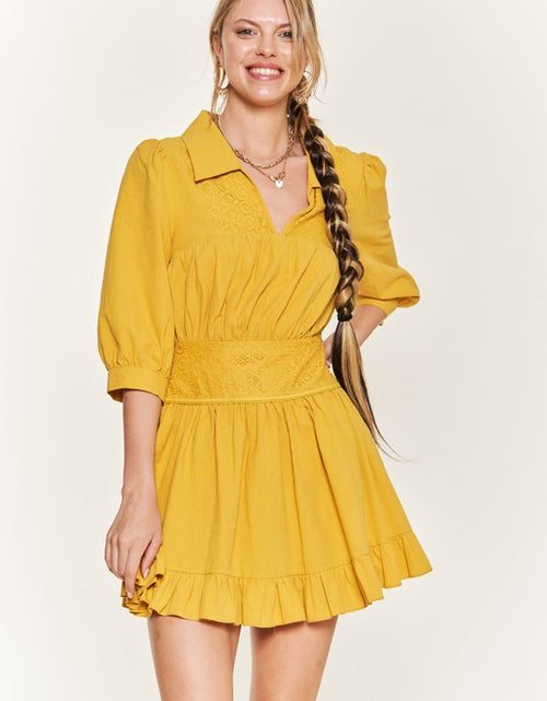 Load image into Gallery viewer, Eyelet detail 3/4 sleeve shortdress PLUS JBJ1091P - Matches Boutique
