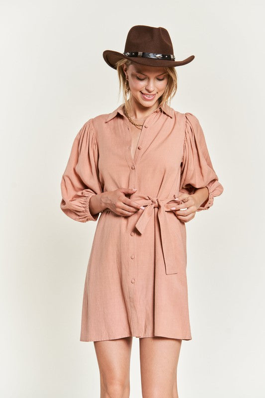 SOLID BUTTON DOWN DRESS  PLUS JBJ1004P - Matches Boutique